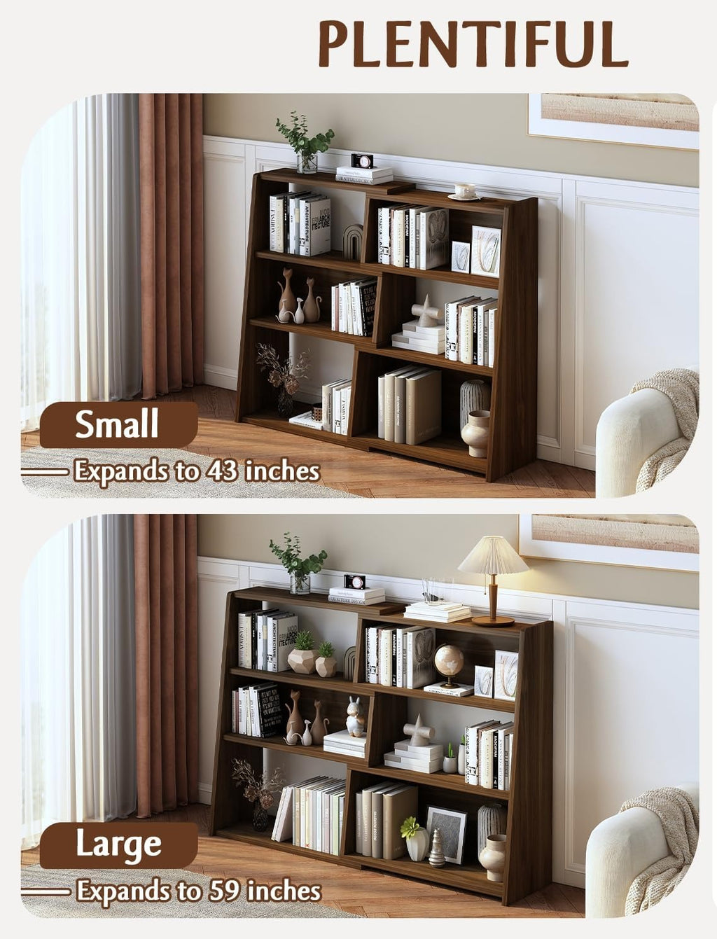 Walnut Extendable 6-Cube Bookcase