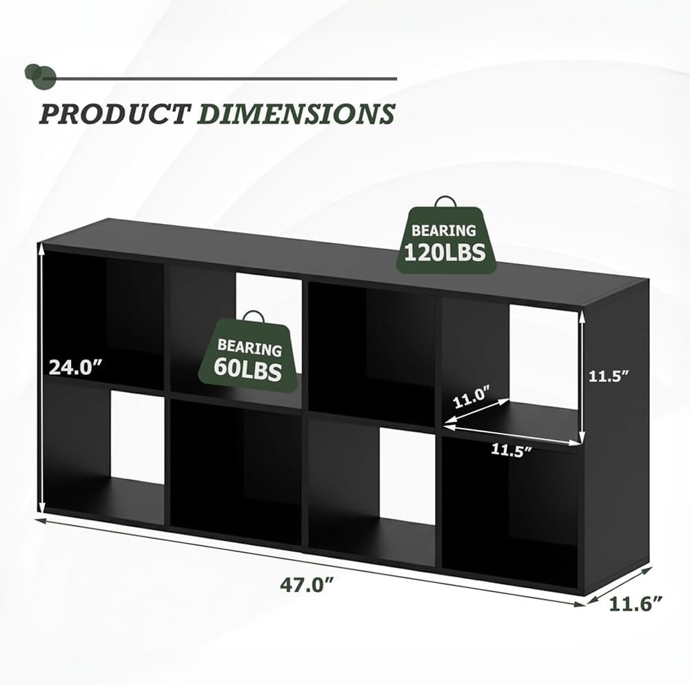 Black 8-Cube Open Bookcase