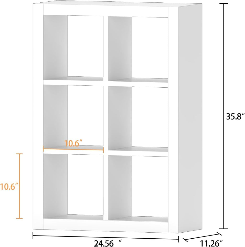 White Wood 6-Cube Bookcase
