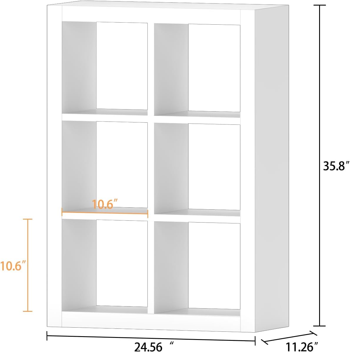 White Wood 6-Cube Bookcase