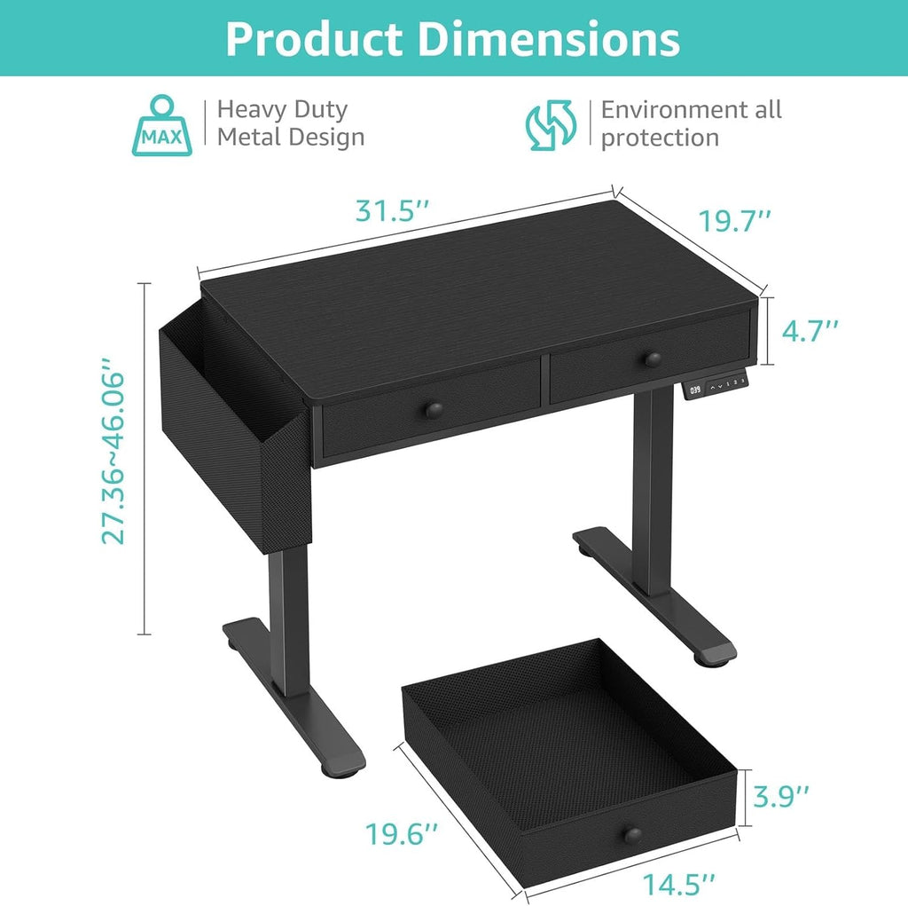 Black Compact Electric Storage Desk