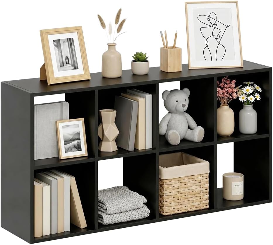 Black 8-Cube Open Bookcase