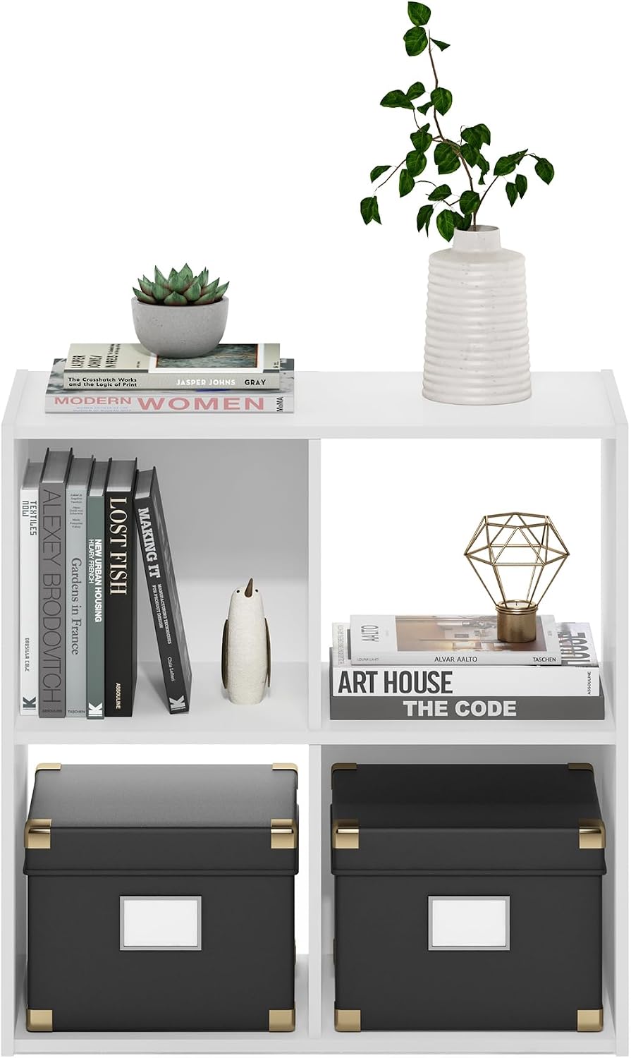 White 4-Cube Storage Bookshelf