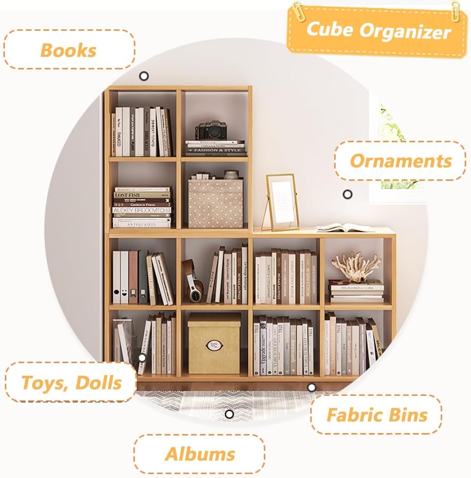 Oak 8-Cube Storage Bookcase