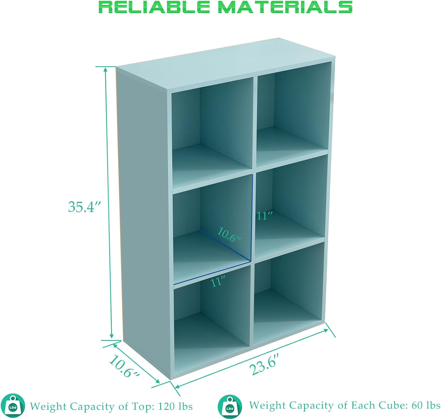 Light Blue 6-Cube Bookcase