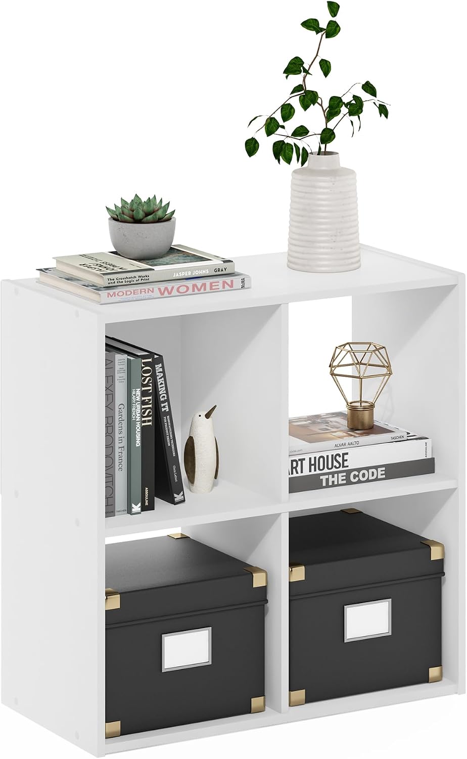 White 4-Cube Storage Bookshelf