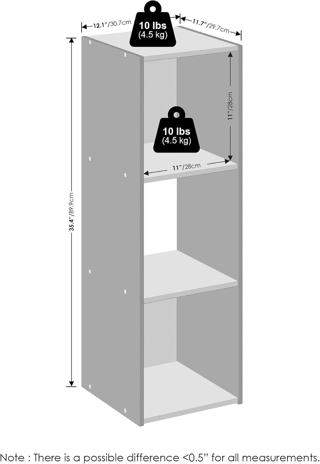 White 3-Cube Storage Bookcase