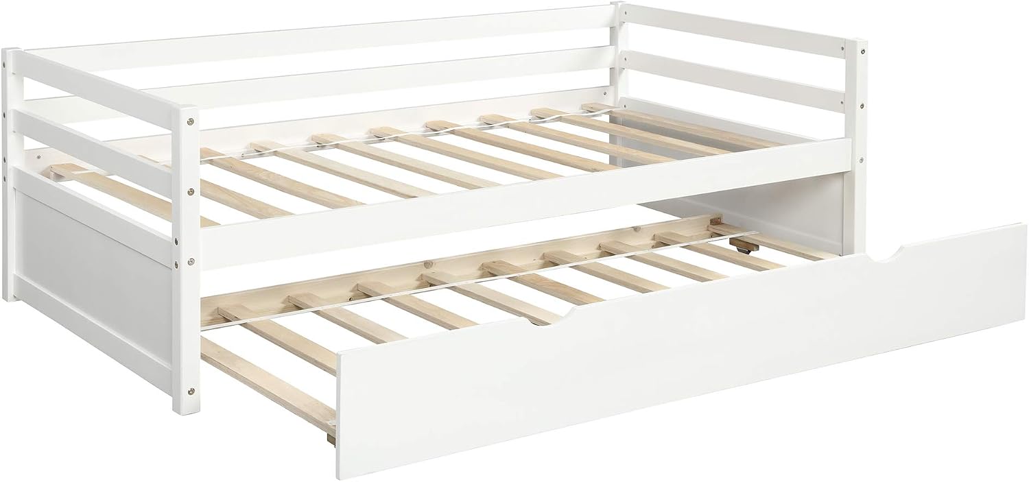 White Wood Twin Trundle Daybed