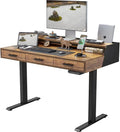 Brown Electric Drawer Standing Desk
