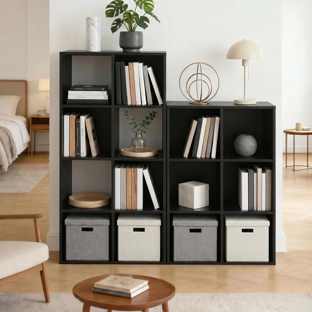 Black 8-Cube Open Bookcase