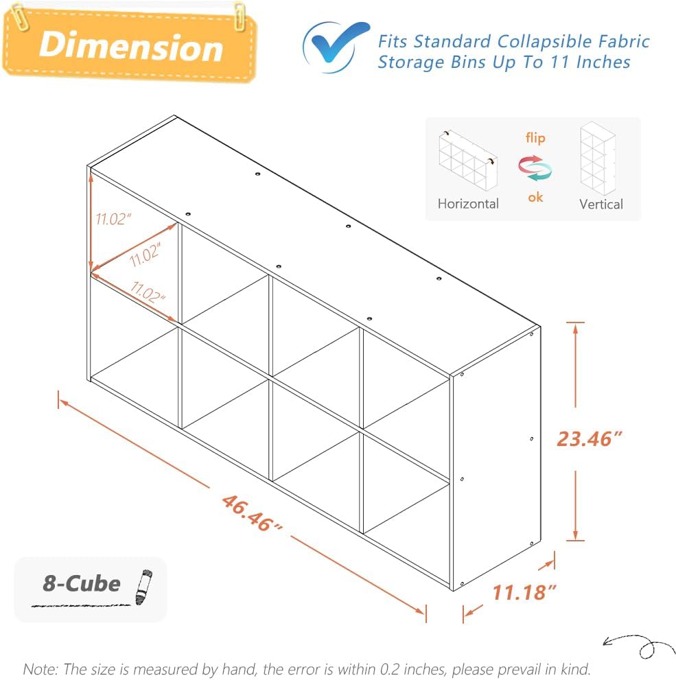Oak 8-Cube Storage Bookcase