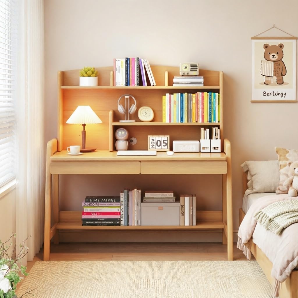 Wood Adjustable Storage Kids Desk
