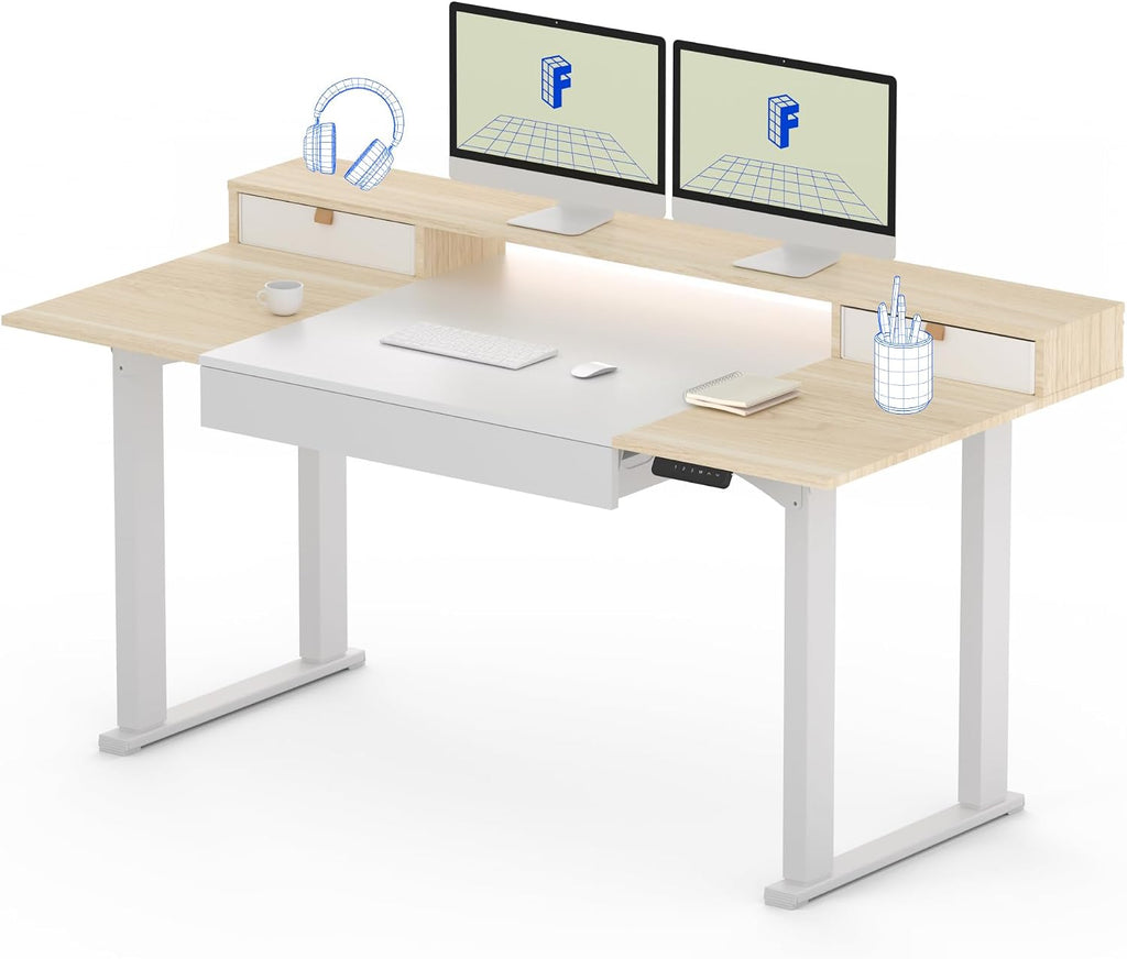 White Electric Storage Standing Desk