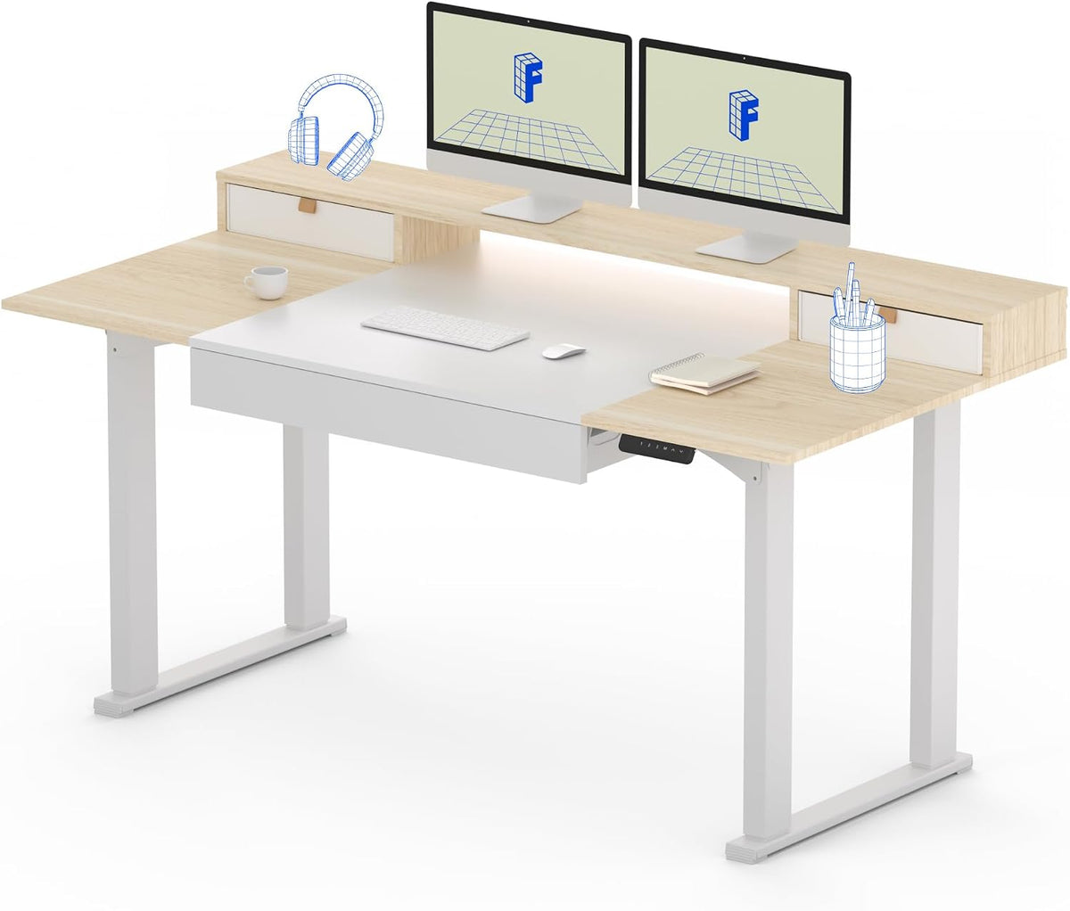 White Electric Storage Standing Desk