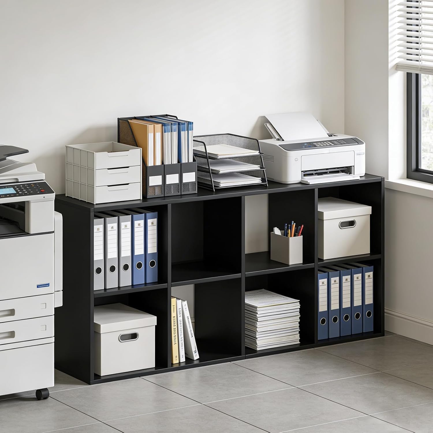 Black 8-Cube Open Bookcase