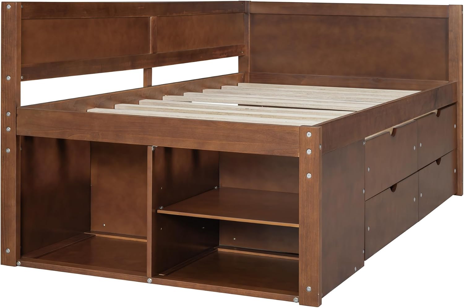 Walnut Storage Twin Wood Daybed