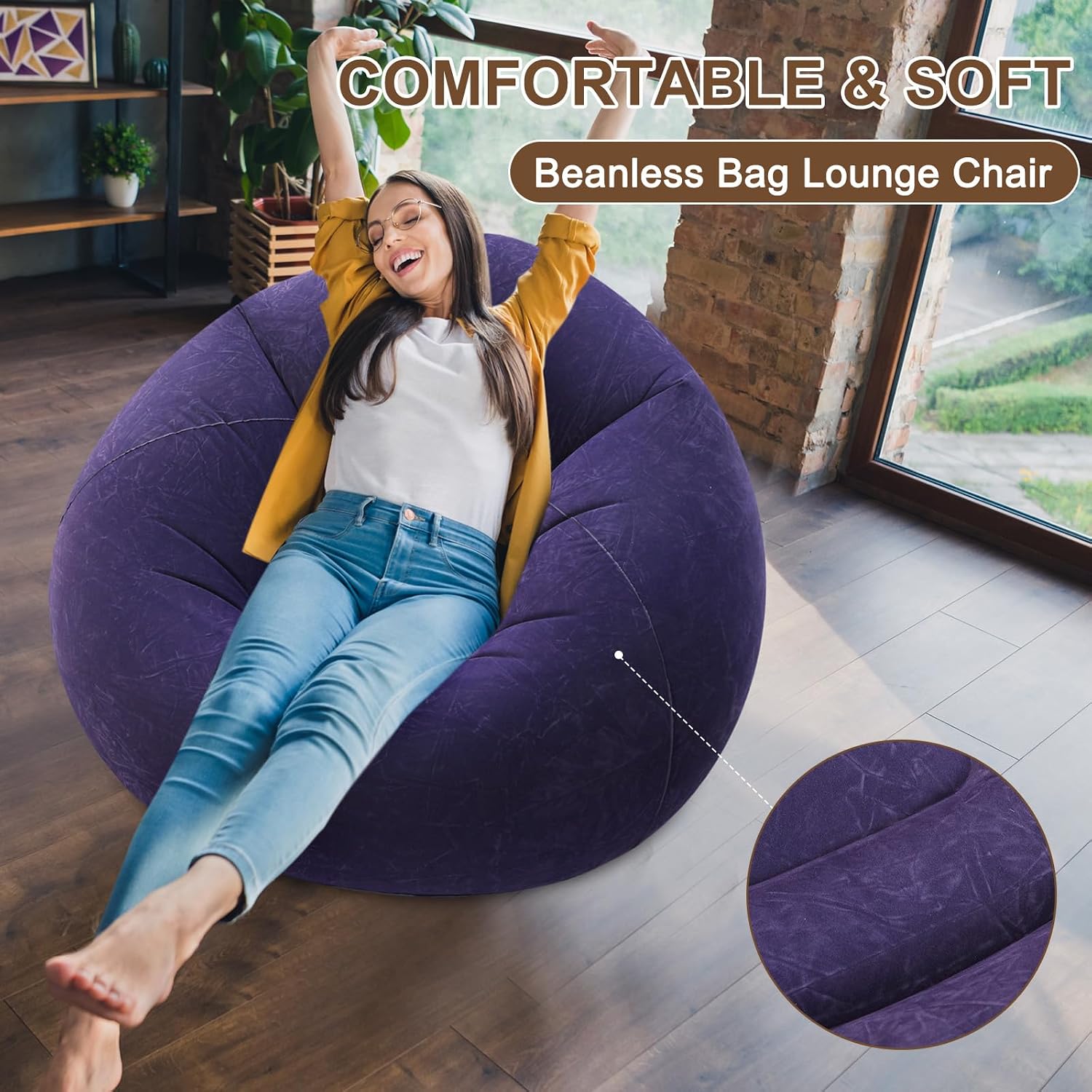 Purple Inflatable Lazy Bean Sofa