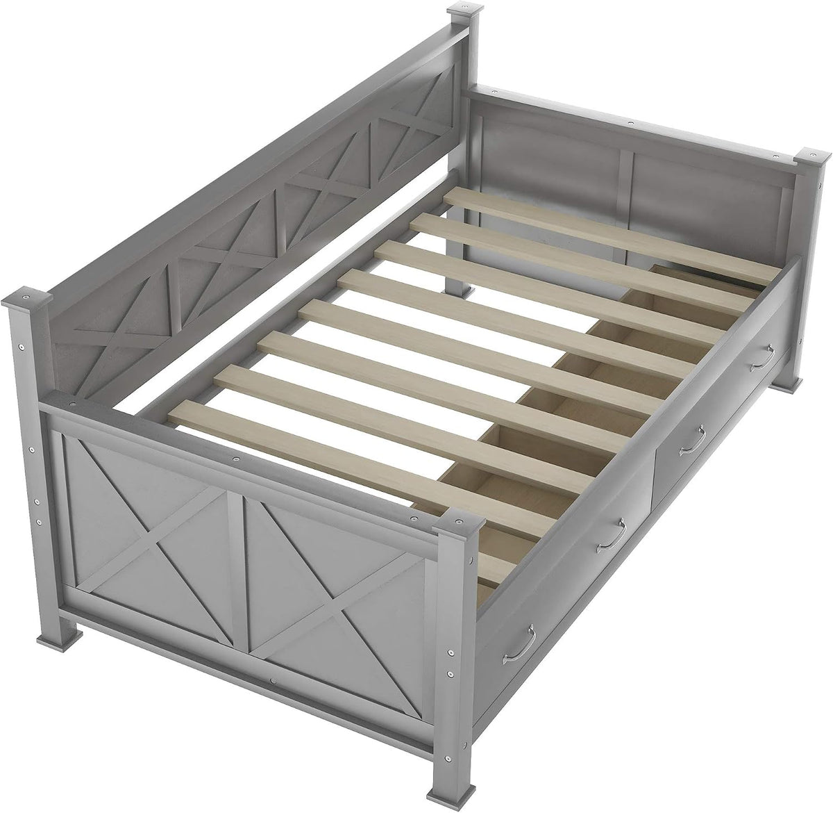 Gray Wood Drawer Twin Daybed