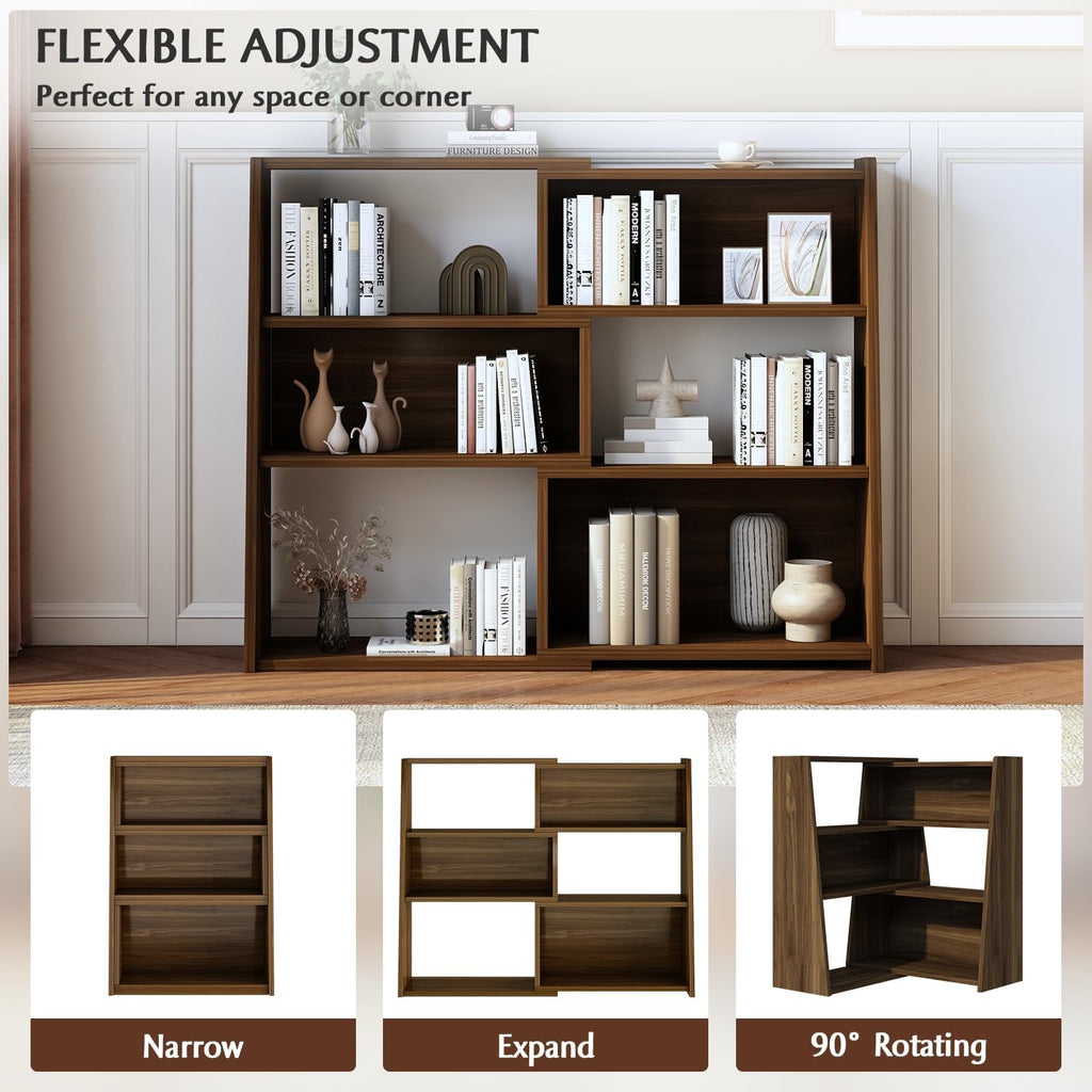 Walnut Extendable 6-Cube Bookcase