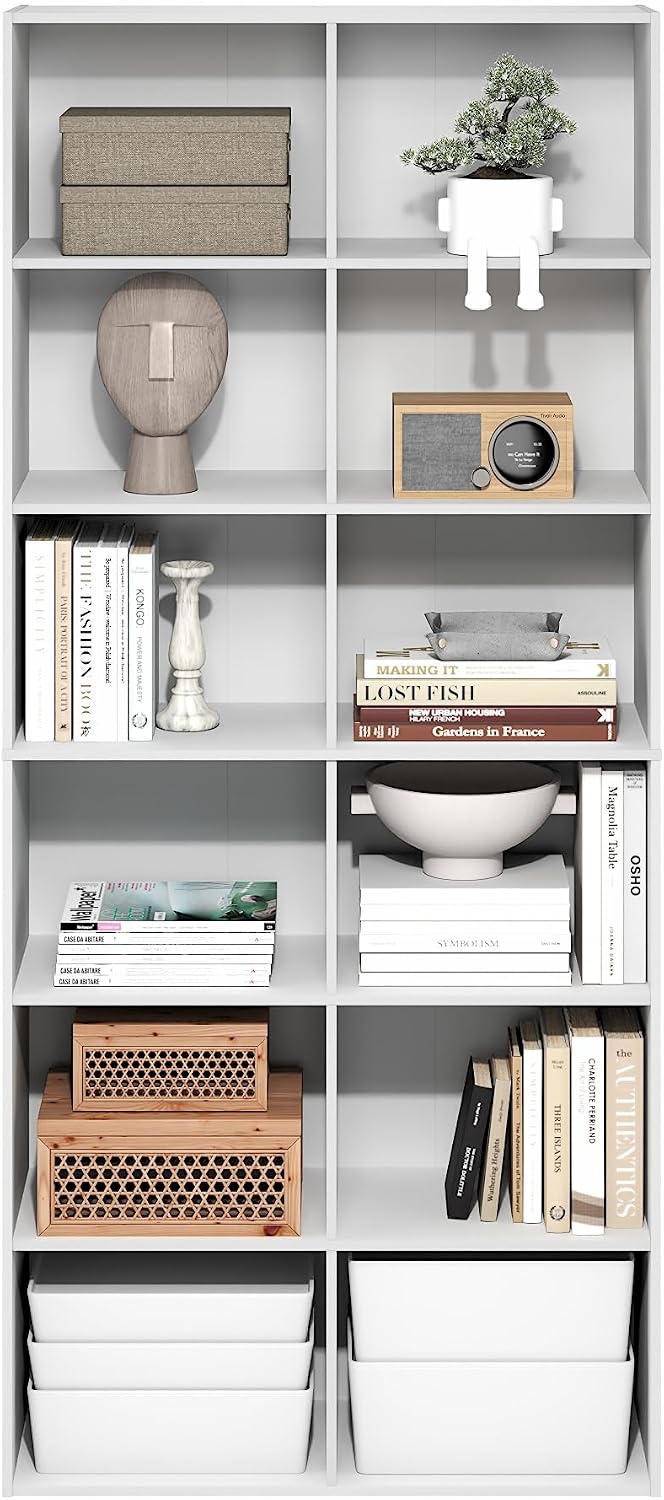 White 12-Cube Storage Bookcase