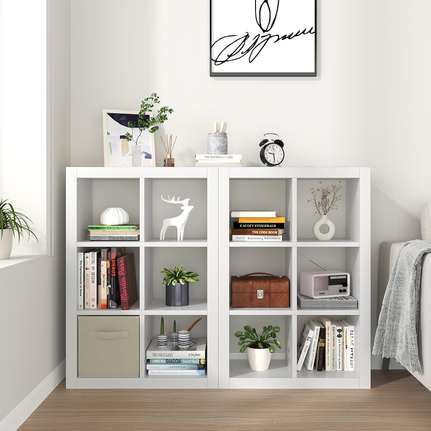 White Wood 6-Cube Bookcase