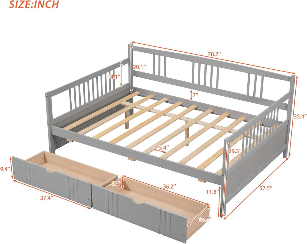 Gray Wood Storage Full Daybed