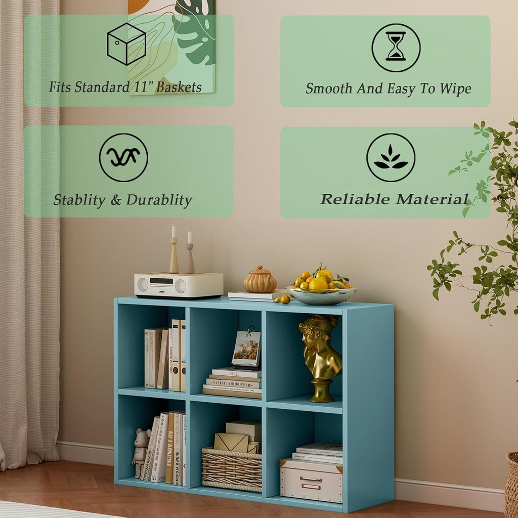Light Blue 6-Cube Bookcase