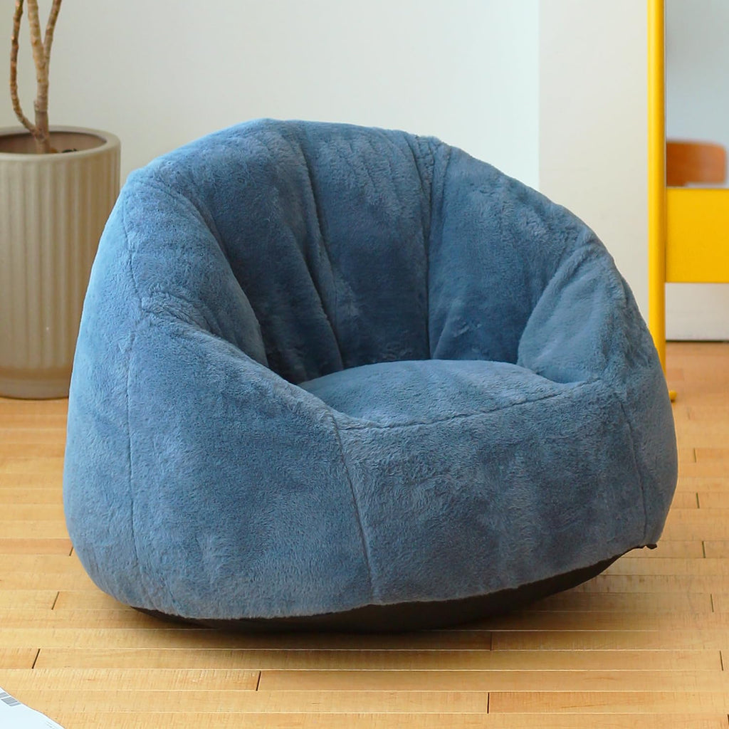 Blue Faux Fur Kids Bean Chair