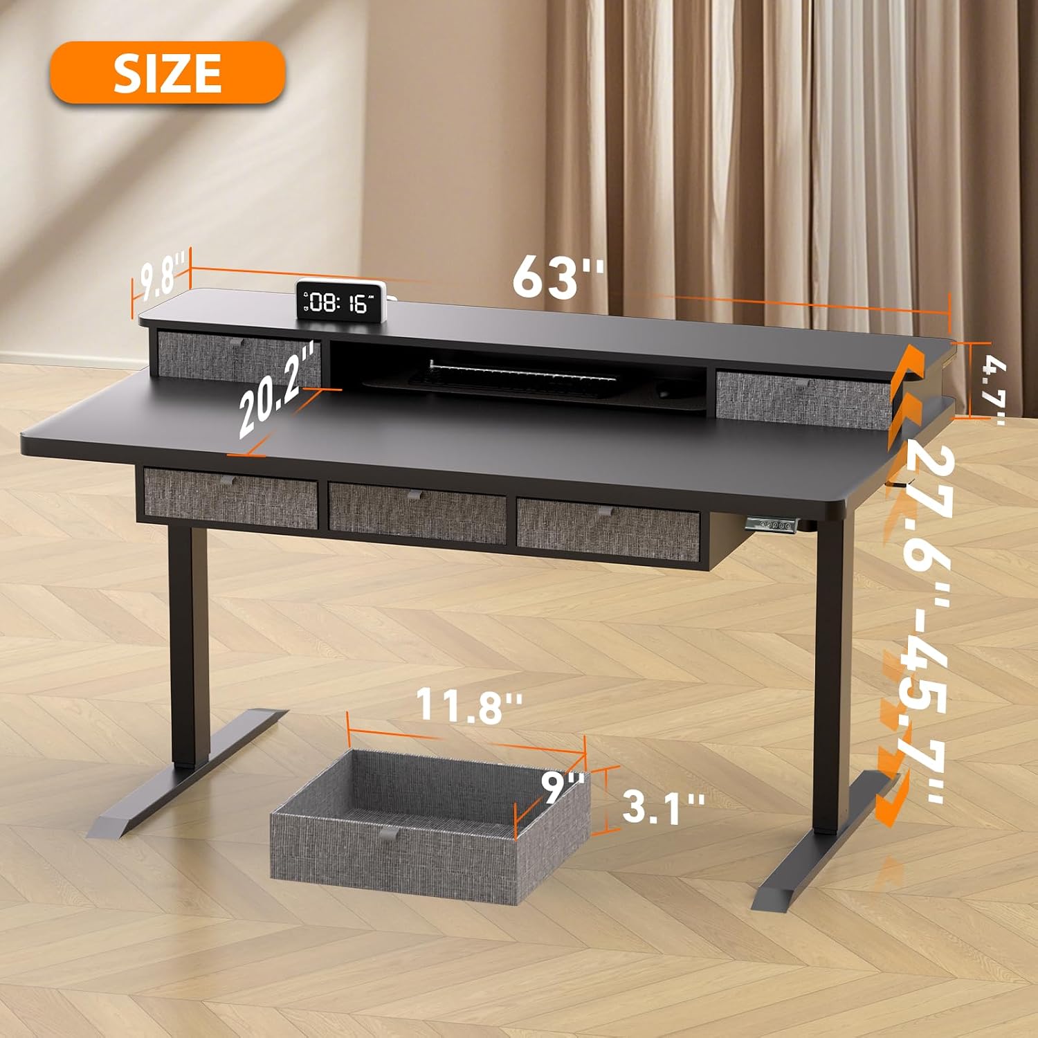 Motorized Drawer Adjustable Desk