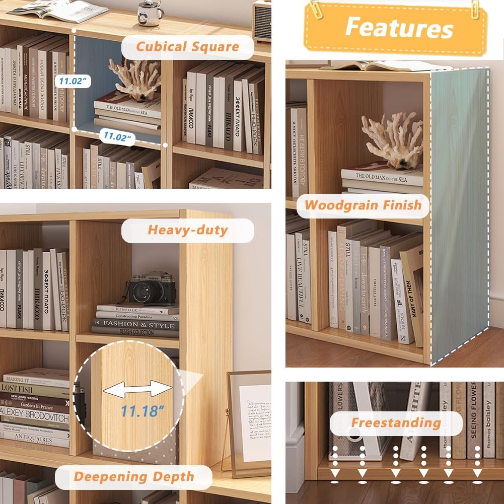 Oak 8-Cube Storage Bookcase