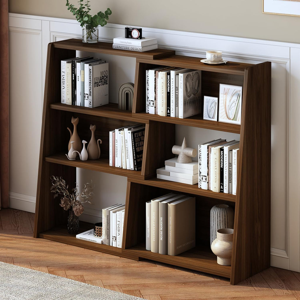 Walnut Extendable 6-Cube Bookcase