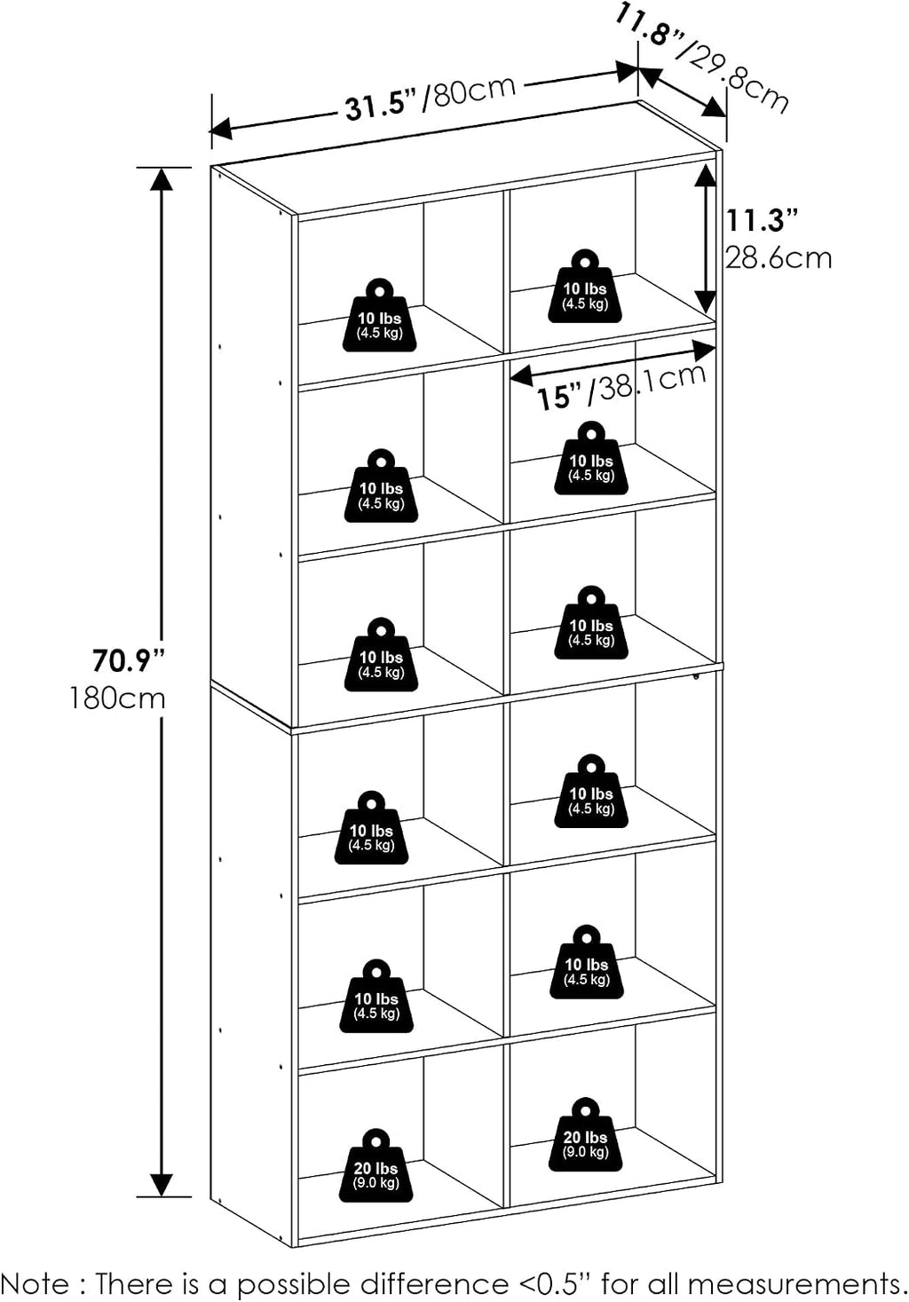 White 12-Cube Storage Bookcase