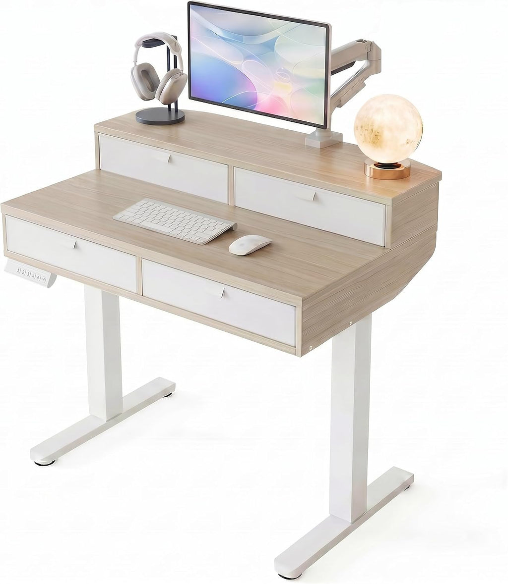 Natural Electric Storage Standing Desk
