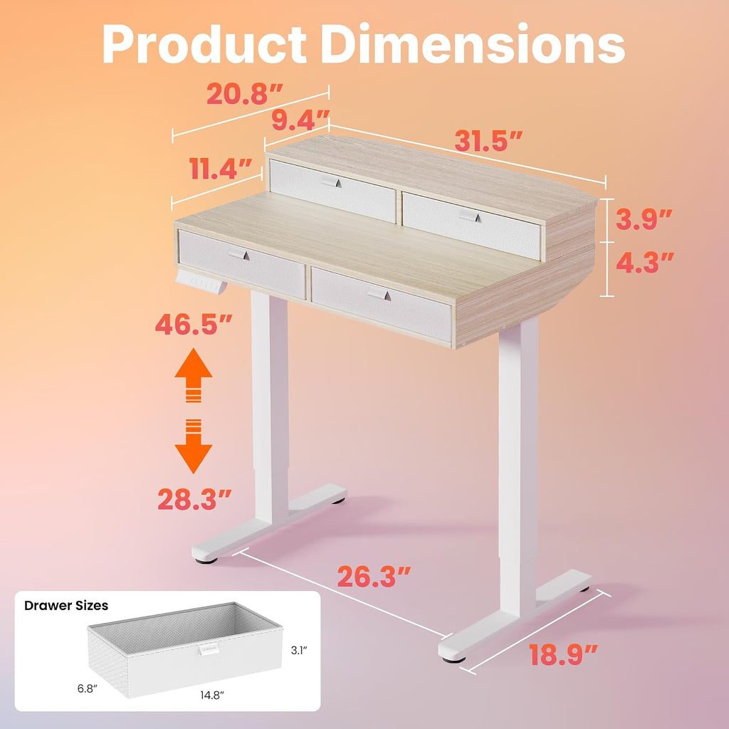 Natural Electric Storage Standing Desk