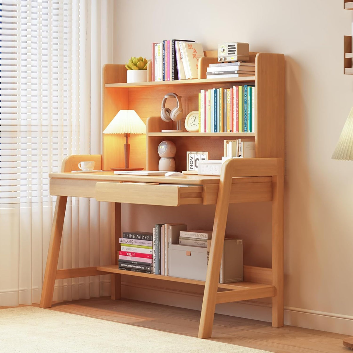 Wood Adjustable Storage Kids Desk