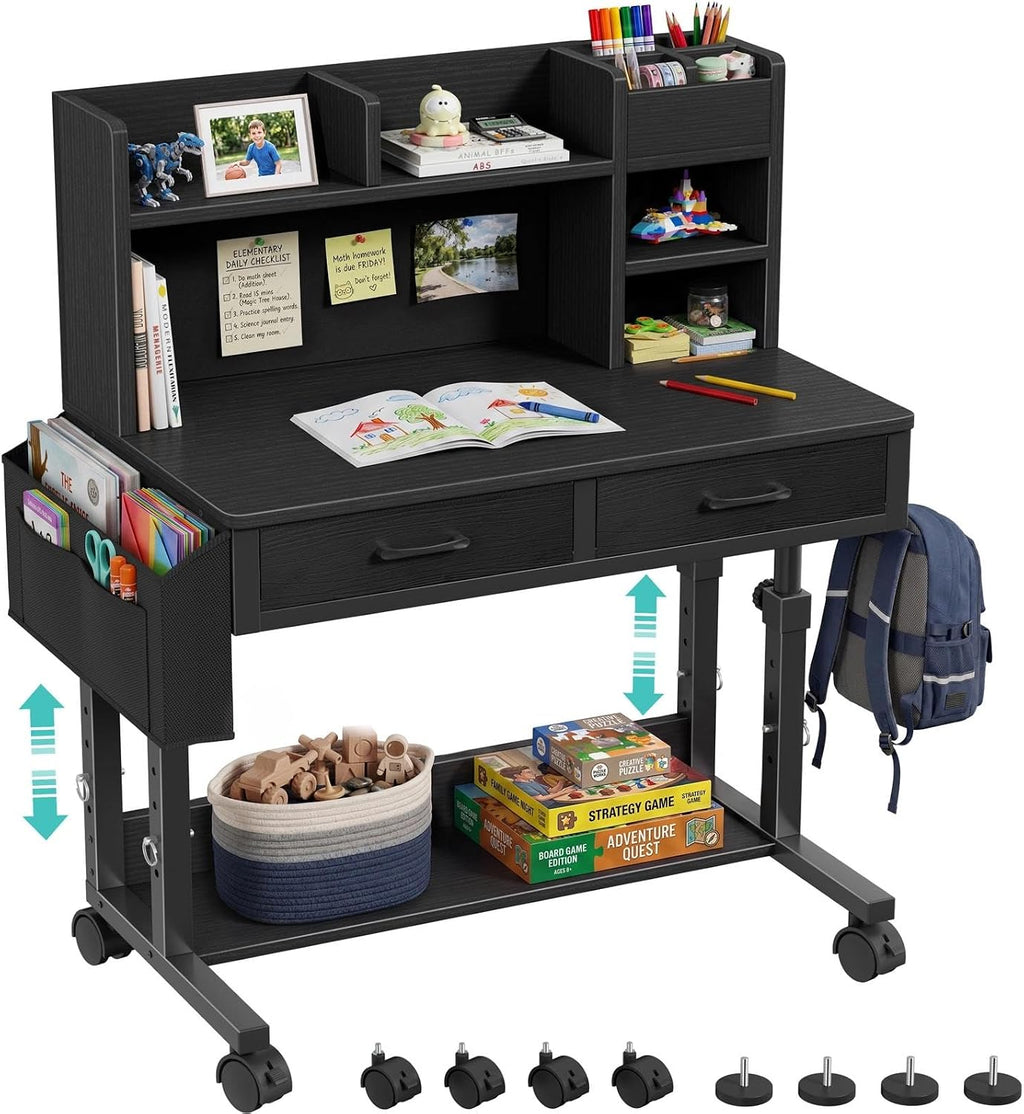 Black Rolling Adjustable Kids Desk
