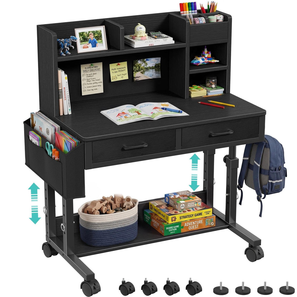 Black Rolling Adjustable Kids Desk