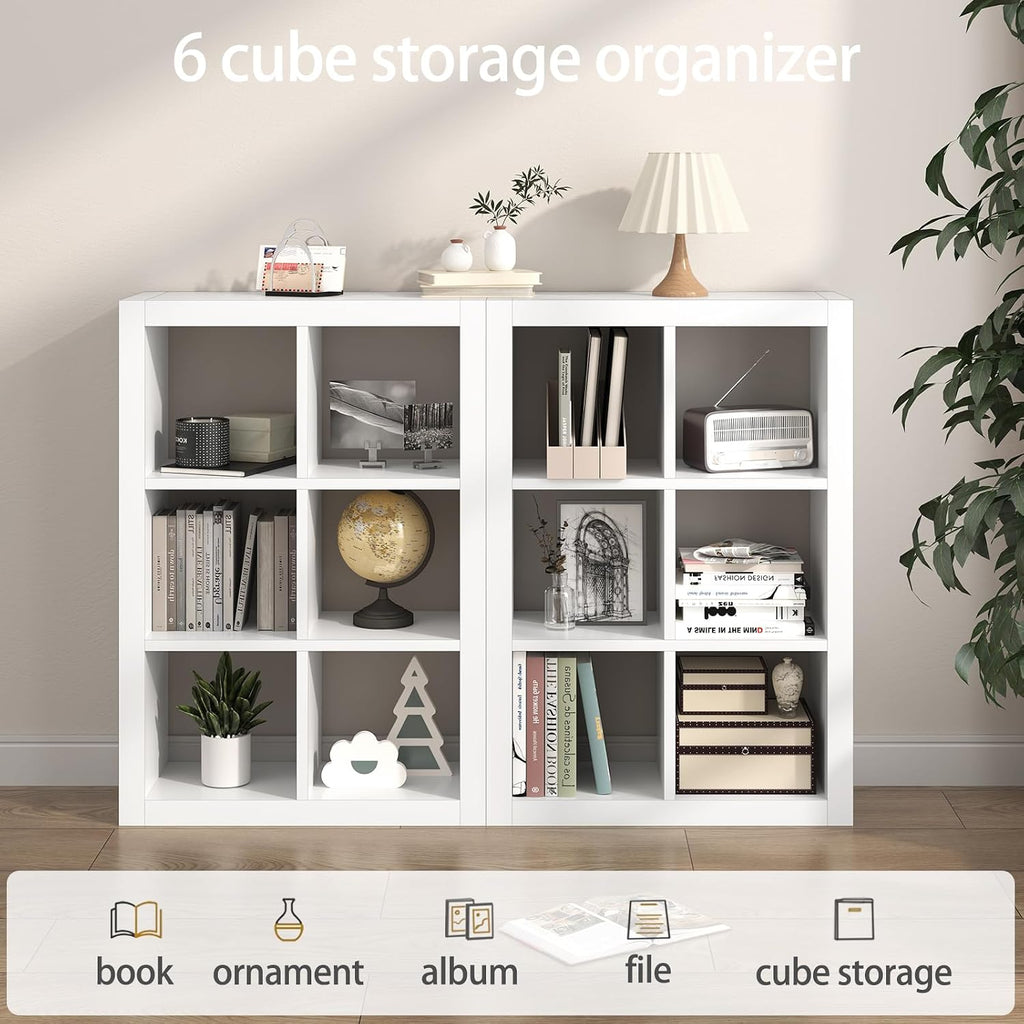 White Wood 6-Cube Bookcase