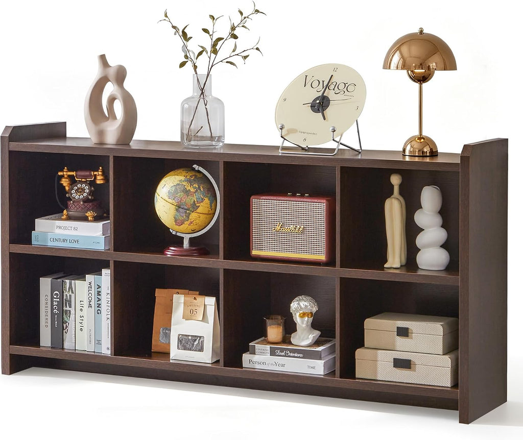 Walnut 8-Cube Horizontal Bookcase