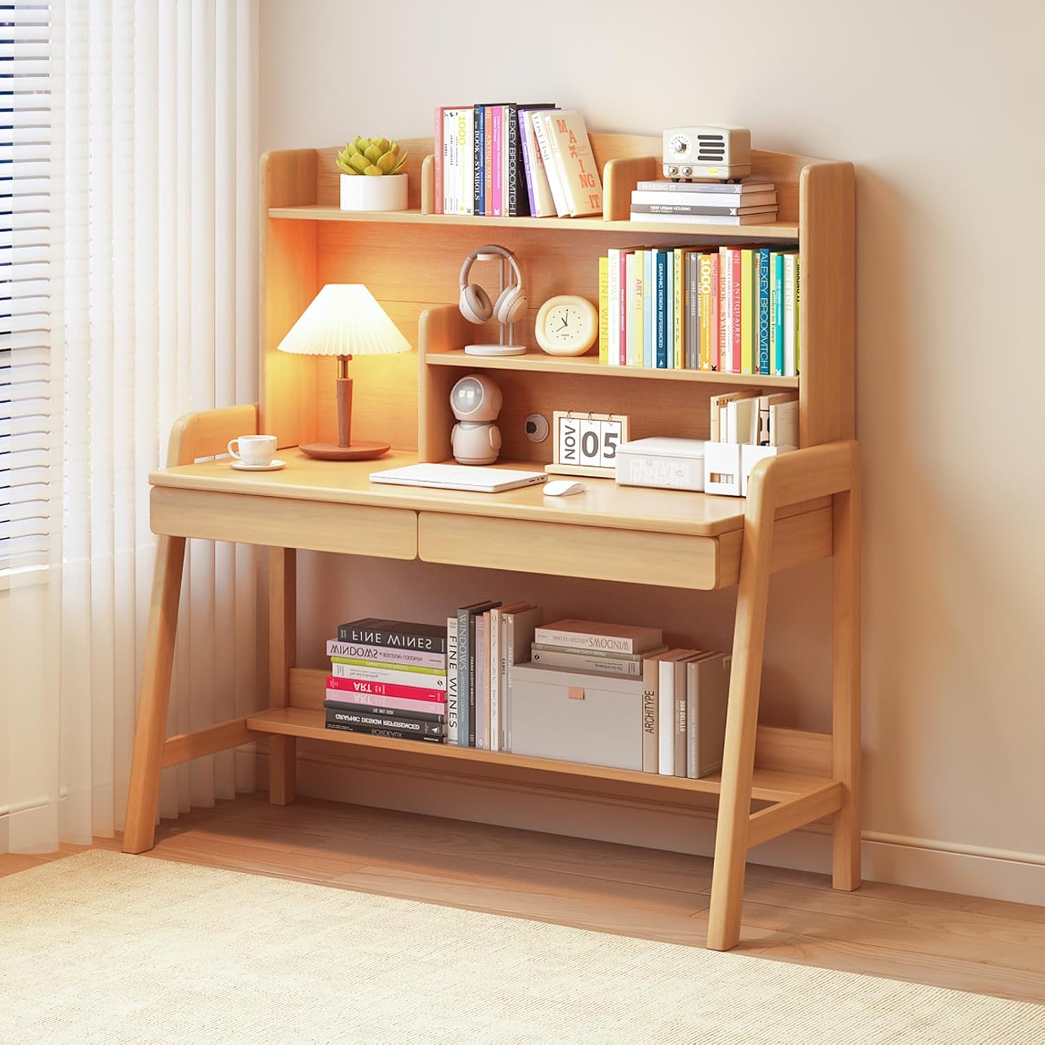 Wood Adjustable Storage Kids Desk