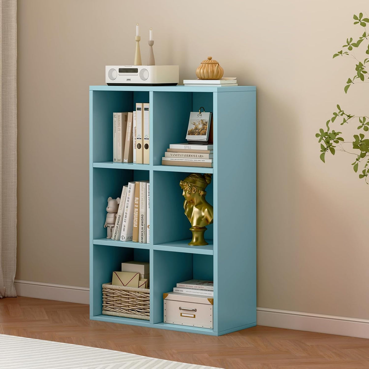 Light Blue 6-Cube Bookcase