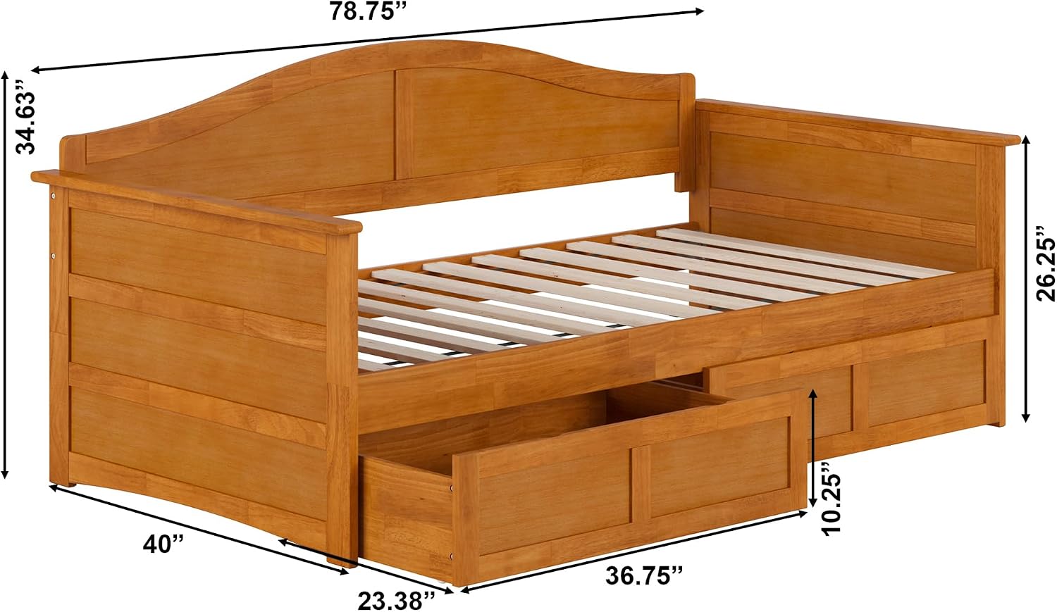 Toffee Wood Drawer Twin Daybed