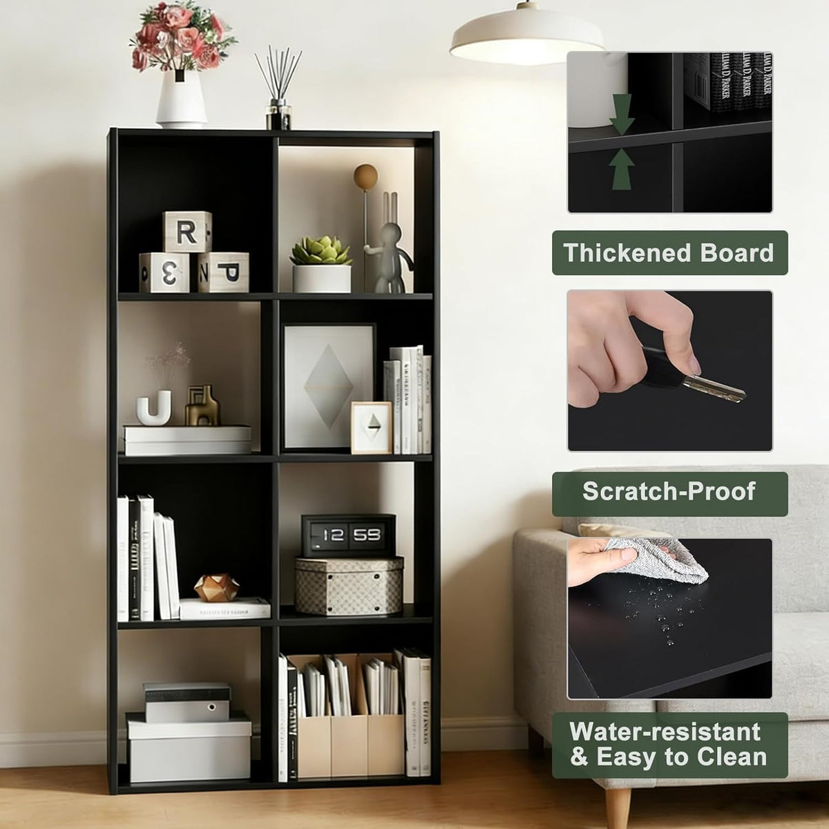 Black 8-Cube Open Bookcase