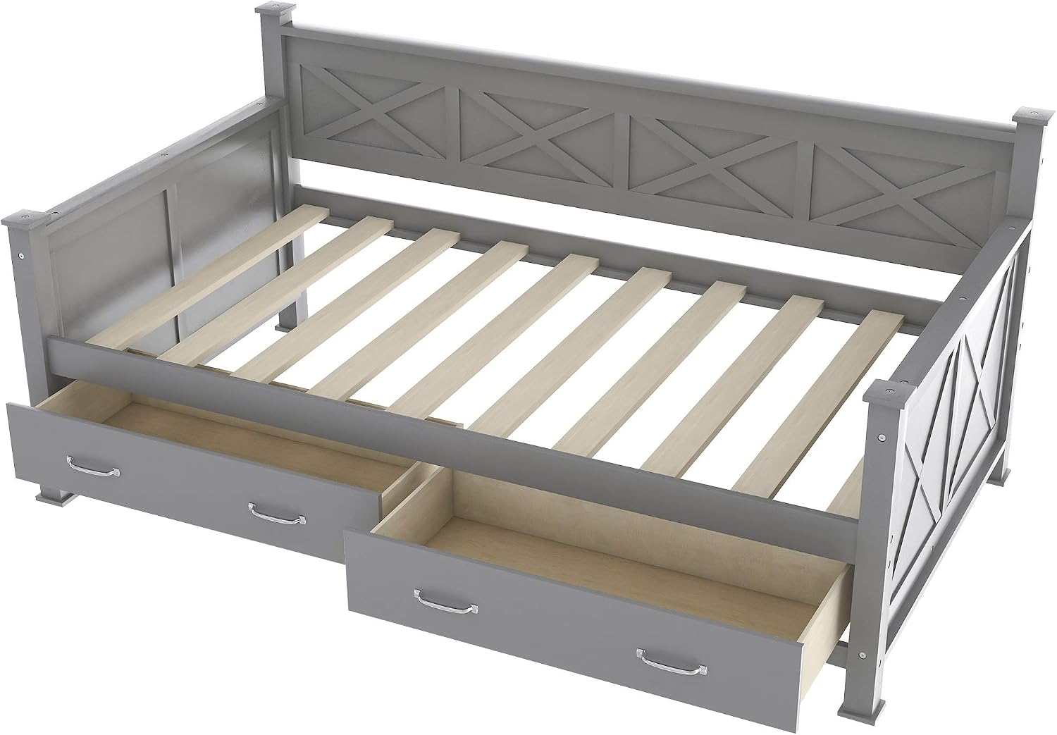 Gray Wood Drawer Twin Daybed
