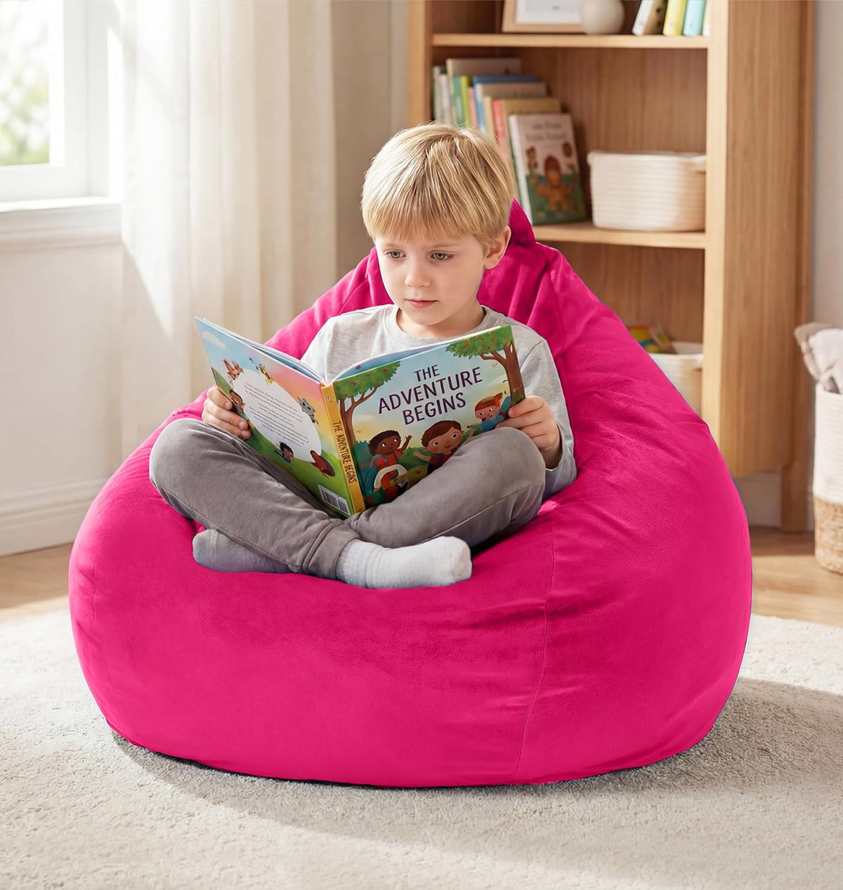 Pink Velvet Small Bean Bag Chair