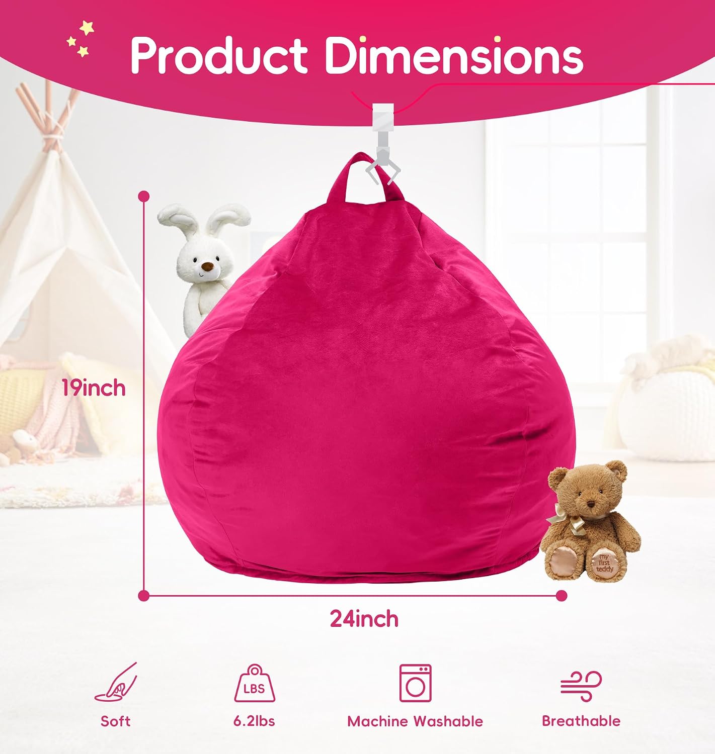 Pink Velvet Small Bean Bag Chair