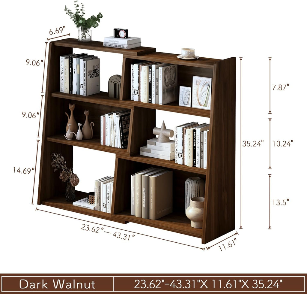 Walnut Extendable 6-Cube Bookcase