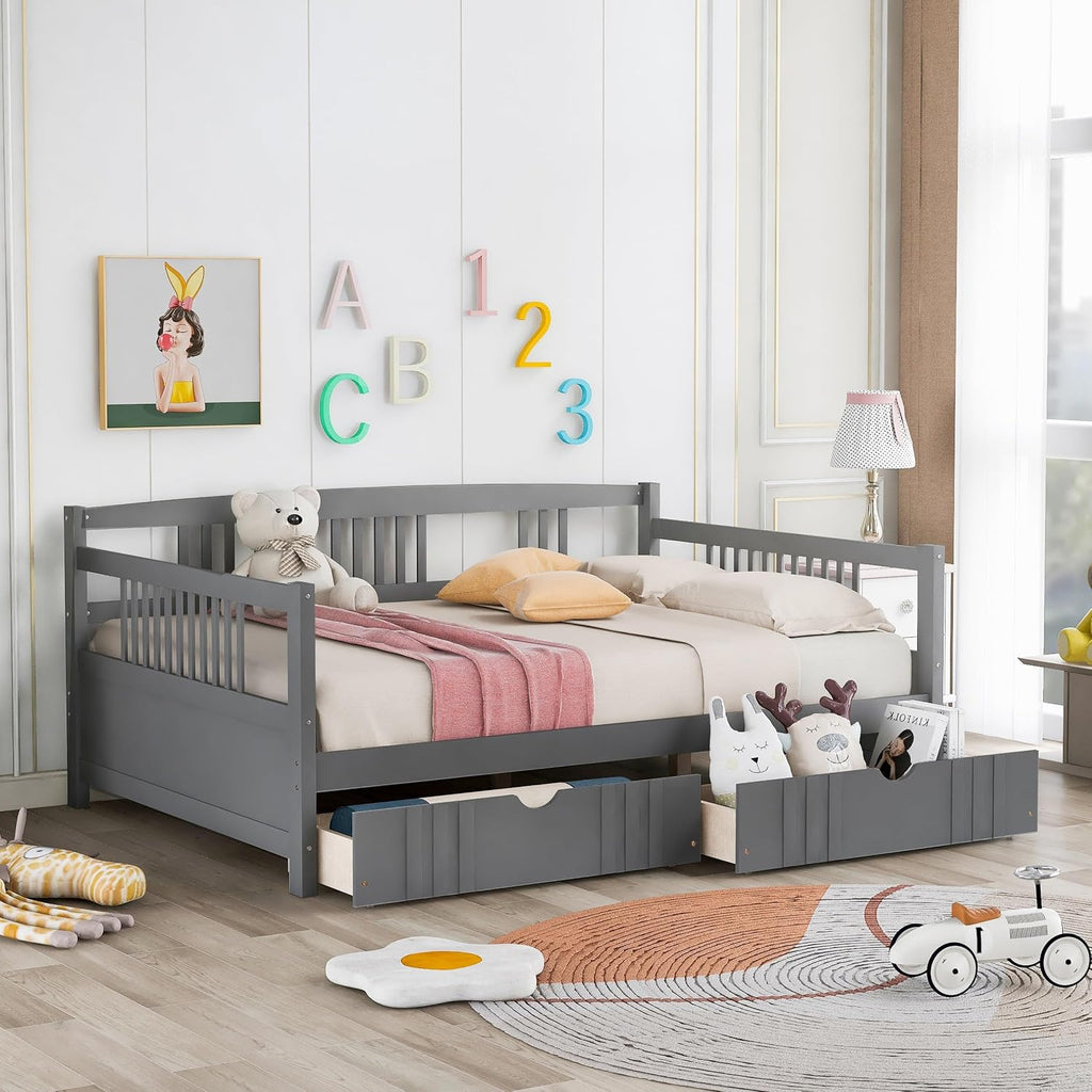 Gray Wood Storage Full Daybed