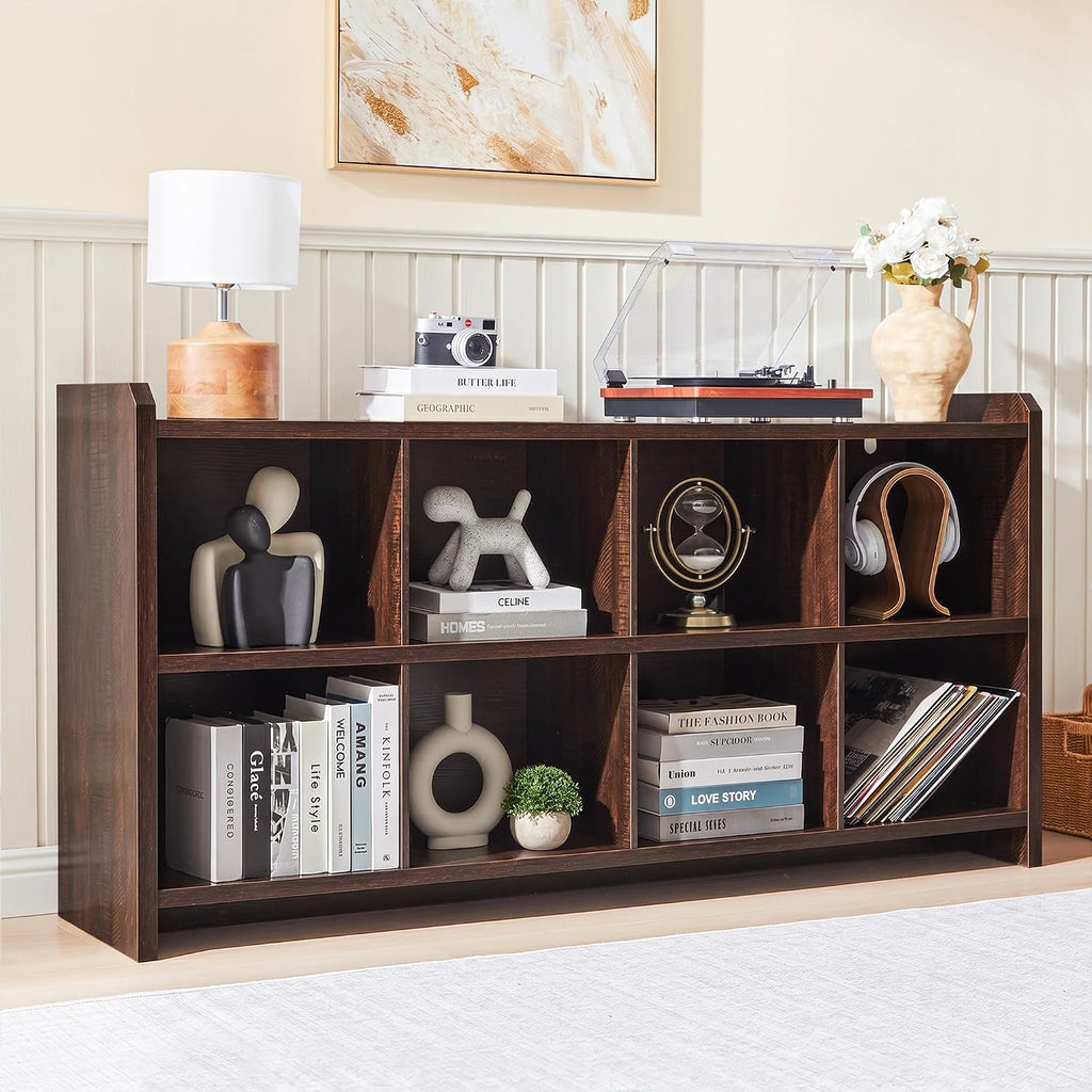 Walnut 8-Cube Horizontal Bookcase