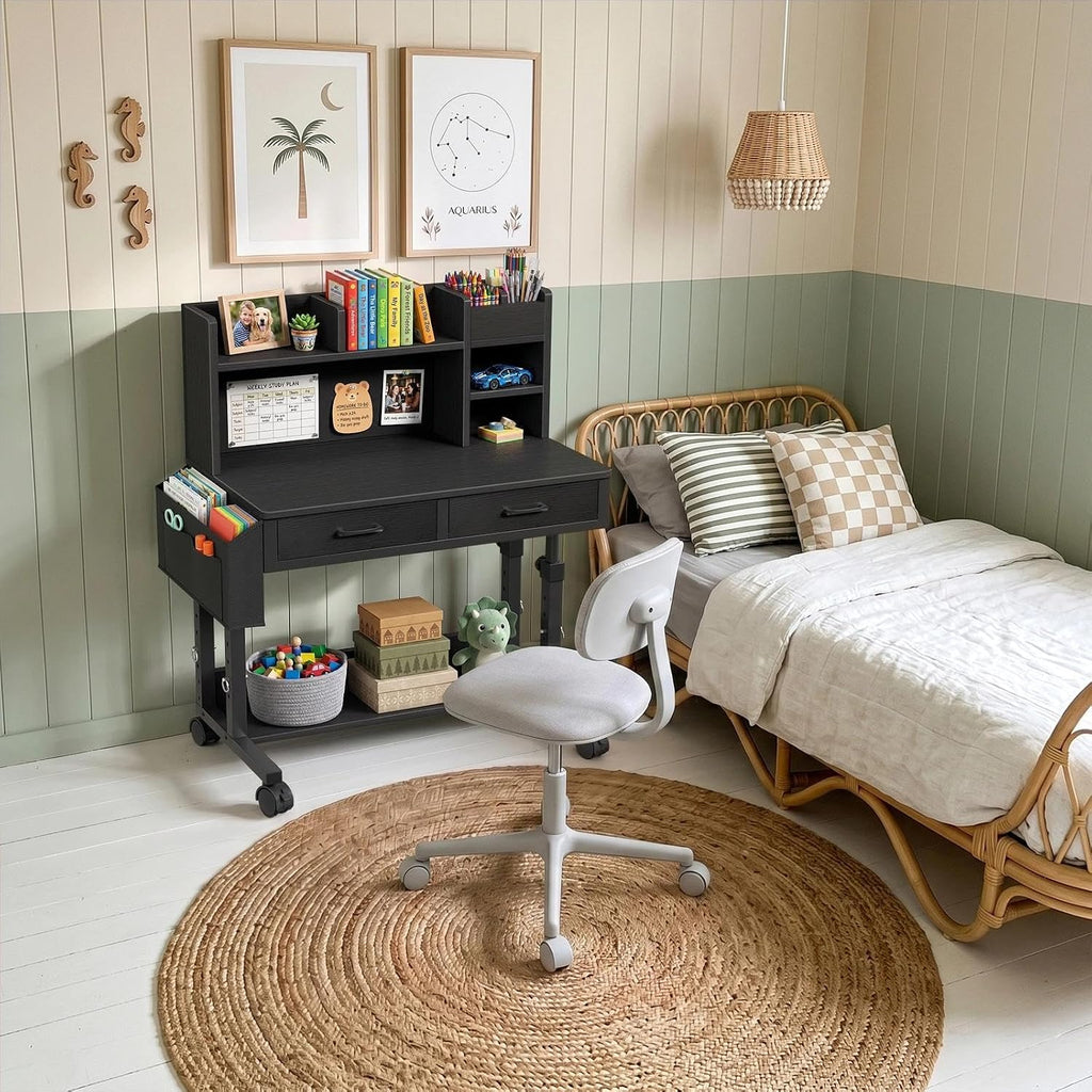 Black Rolling Adjustable Kids Desk